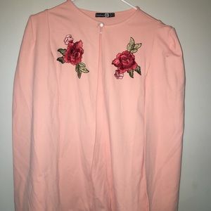 BEAUTIFUL CAPE FEATURE JACKET W/ ROSE EMBROIDERY